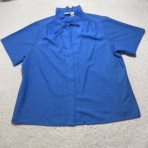 Vintage 80s Provincetown Judy Bond Women's 44 Short Sleeve Button Down Blouse